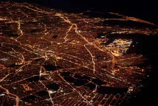 JFK上空からのNY夜景